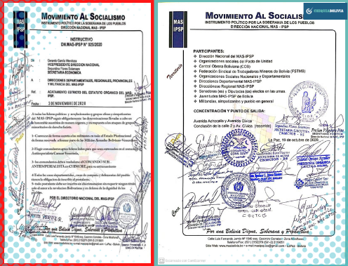 Comparación entre los membretados de un documento falso (izquierda) y uno oficial (derecha). 