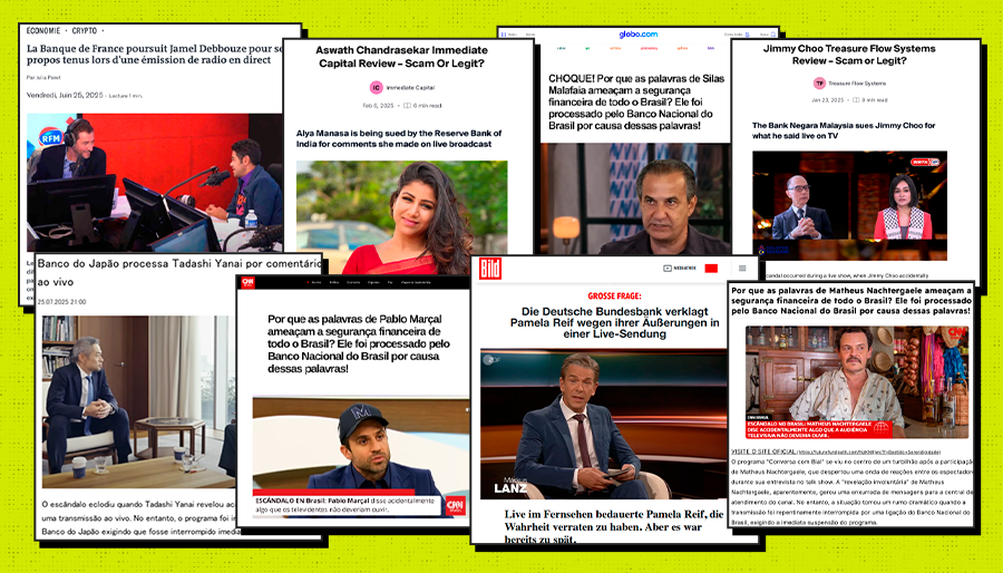 Los estafadores crean noticias falsas e imágenes irregulares de celebridades para promover supuestas plataformas de inversión en 13 países.  Imagen: Reproducción.