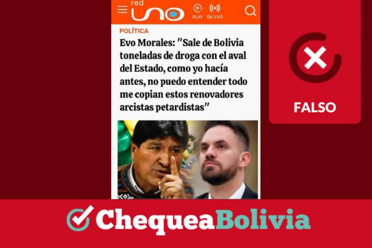 Imagen falsa sobre Evo Morales atribuida a Red Uno.