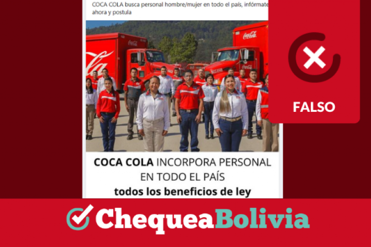 Publicación que difunde ofertas laborales falsas de Coca-Cola.