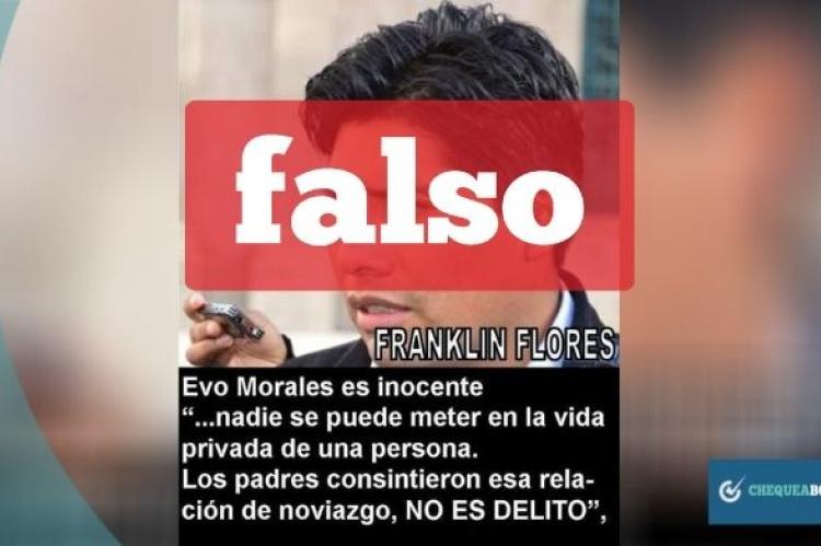 Captura de la publicación que difunde información falsa sobre el diputado Franklin Flores. 