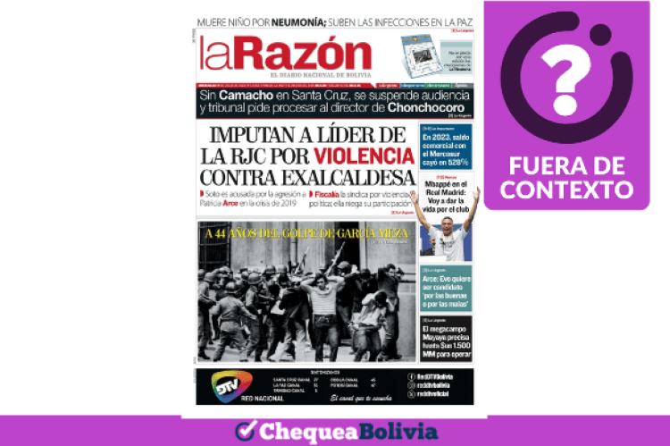 La captura de la publicación de la portada de La Razón.