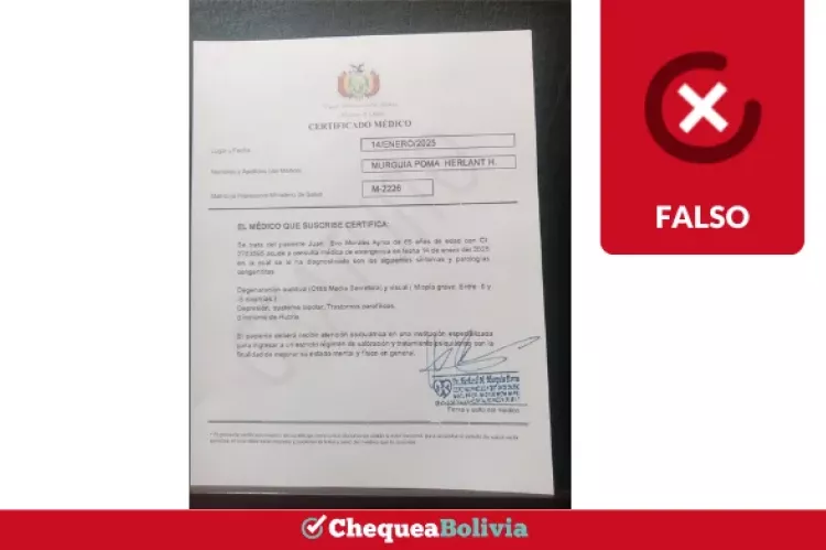 La captura de la publicación falsa que circula en redes sociales. 