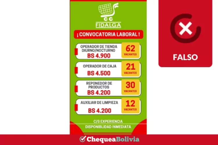 La captura de la publicación falsa que circula en redes sociales. 