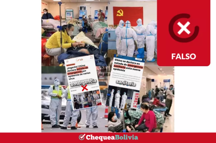 Capturas de los contenidos que difunden desinformación sobre una emergencia sanitaria en China.