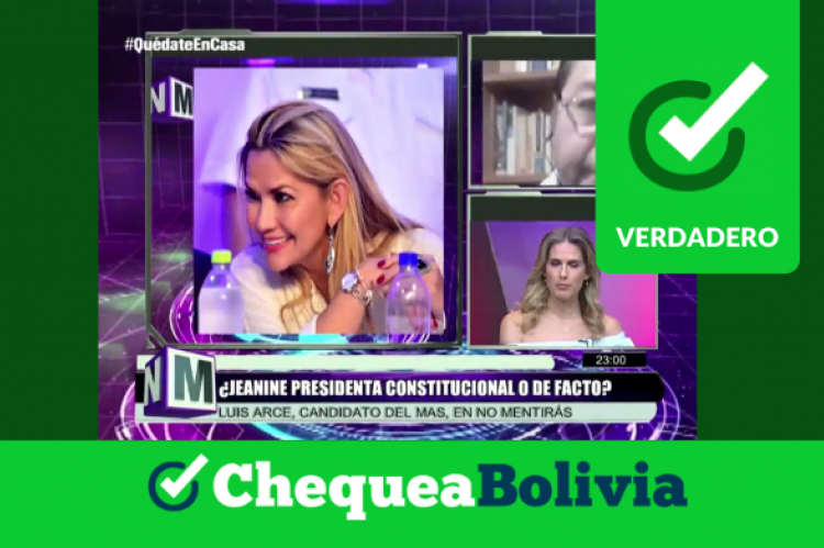 Captura del video en el que Arce afirma que Áñez es presidenta “transitoria constitucional”.