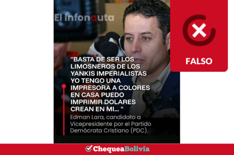 Captura de la frase falsa atribuida a Edman Lara.