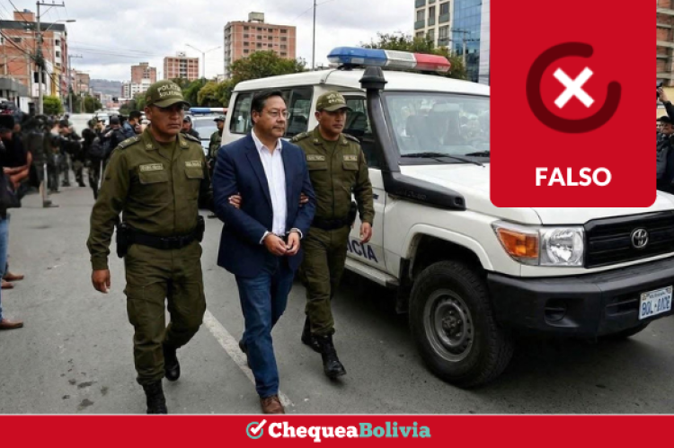 Una de las imágenes sobre la detención de Luis Arce y que fue generada con IA.