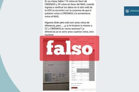 Captura de la denuncia con información falsa que se comparte en Facebook. 