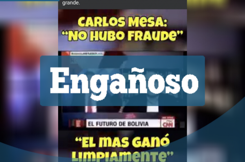 Captura de la publicación que difunde información engañosa sobre una entrevista a Carlos Mesa. 