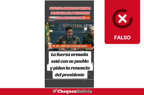 La captura de la publicación falsa que circula en redes sociales. 