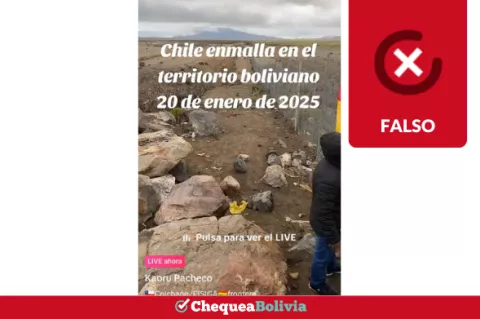 Portada de uno de los videos que difunde información falsa sobre un enmallado en la frontera de Bolivia y Perú.