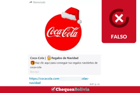 Captura del falso sorteo de Coca-Cola que circula mediante WhatsApp.