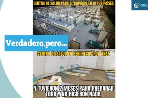 Una captura de la comparación entre el hospital provisional de México y el de Beni.