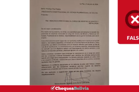 Carta falsa que circula.