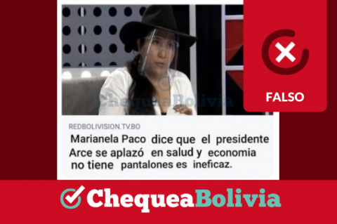 Captura de publicación que difunde información falsa sobre Marianela Paco.