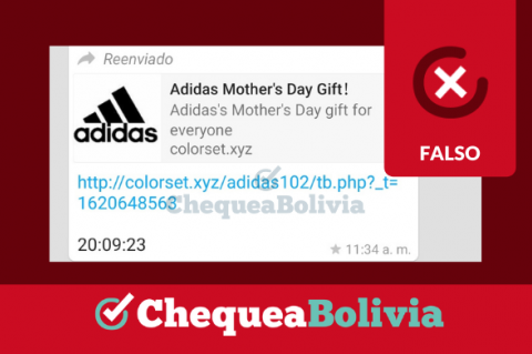 Cadena de WhatsApp ofreciendo Adidas por el Día de la Madre