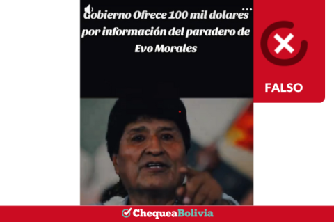 Captura de la información falsa sobre una recompensa por la captura de Evo Morales.