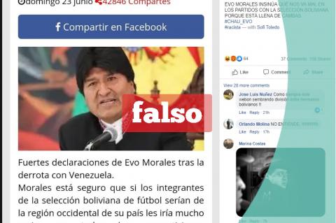Las presuntas declaraciones del presidente del Estado, Evo Morales. 
